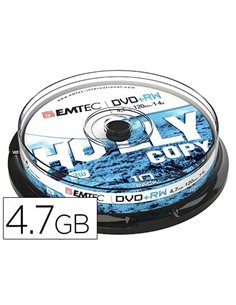 Dvd+rw emtec réinscriptible capacité 4.7gb vitesse 4x tour 10 unités.