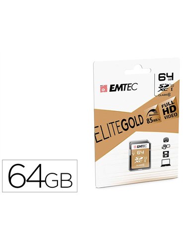 Carte memoire emtec micro sd hc 64gb classe 10 elite gold.