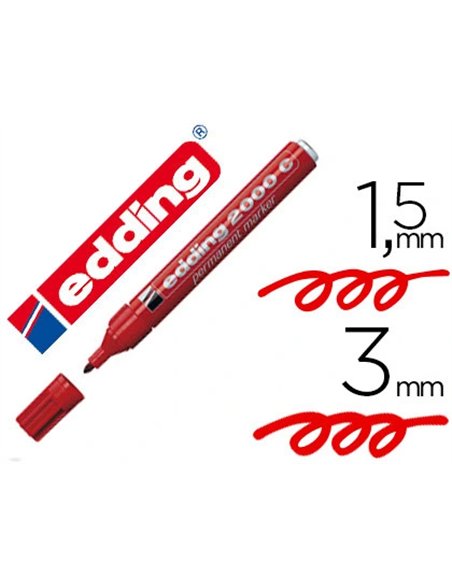 Marqueur edding permanent e2000c pointe ogive tracé 1.5/3mm corps aluminium couleurs assorties pochette 4 unités.
