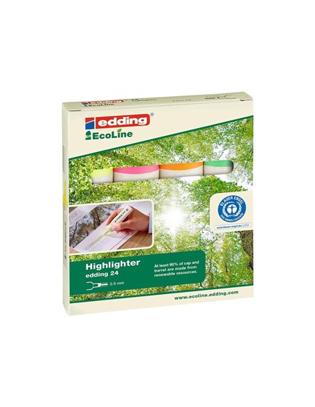 Surligneur edding ecoline pochette 4 unités.