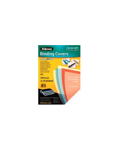 Couverture fellowes pvc transparent 300 microns format a4 pour reliure paquet 100 unités