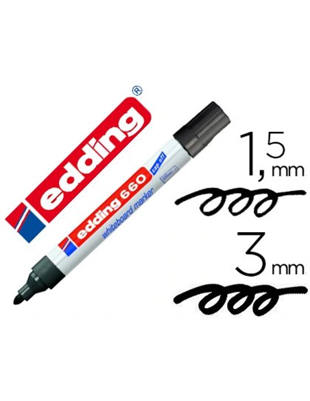 Marqueur edding e660 tableau blanc rechargeable pointe ogive tracé 1.5/3mm encre cap-off pigmentée non toxique noir.