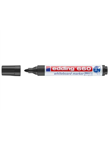 Marqueur edding e660 tableau blanc rechargeable pointe ogive tracé 1.5/3mm encre cap-off pigmentée non toxique noir.