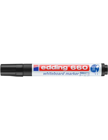 Marqueur edding e660 tableau blanc rechargeable pointe ogive tracé 1.5/3mm encre cap-off pigmentée non toxique noir.