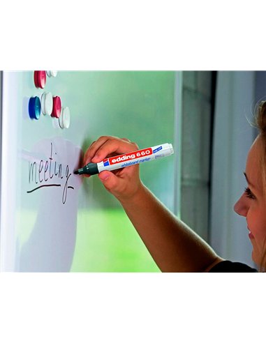 Marqueur edding e660 tableau blanc rechargeable pointe ogive tracé 1.5/3mm encre cap-off pigmentée non toxique noir.