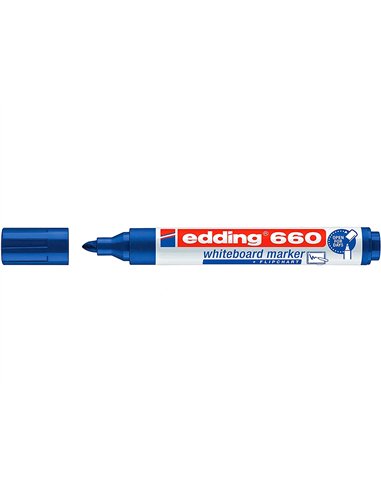 Marqueur edding e-660 tableaux blancs effacable a sec pointe moyenne trace 1,5/3mm bleu pack 17 + 3.