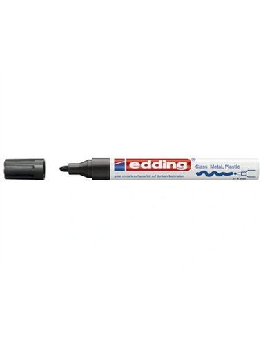 Marqueur edding permanent peinture e750 pointe moyenne 2/4mm encre laquée opaque tous supports résistant chaleur noir.