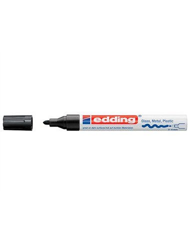 Marqueur edding permanent peinture e750 pointe moyenne 2/4mm encre laquée opaque tous supports résistant chaleur noir.