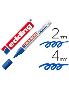 Marqueur edding permanent peinture e750 pointe moyenne 2/4mm encre laquée opaque tous supports résistant chaleur bleu.