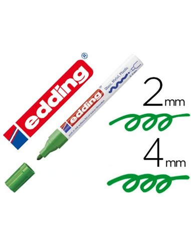 Marqueur edding permanent peinture e750 pointe moyenne 2/4mm encre laquée opaque tous supports résistant chaleur vert.
