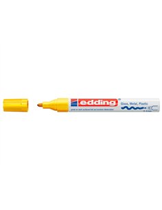 Marqueur edding permanent peinture e750 pointe moyenne 2/4mm encre laquée opaque tous supports résistant chaleur jaune. 2