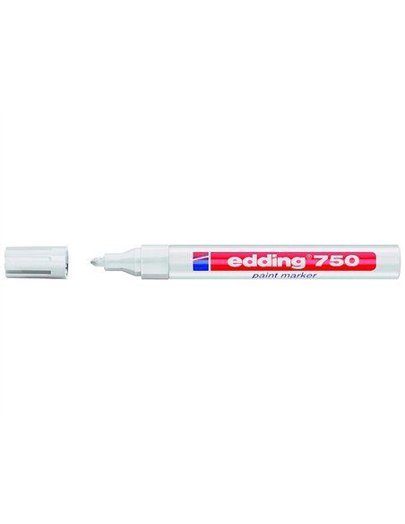 Marqueur edding permanent peinture e750 pointe moyenne 2/4mm encre laquée opaque tous supports résistant chaleur blanc.