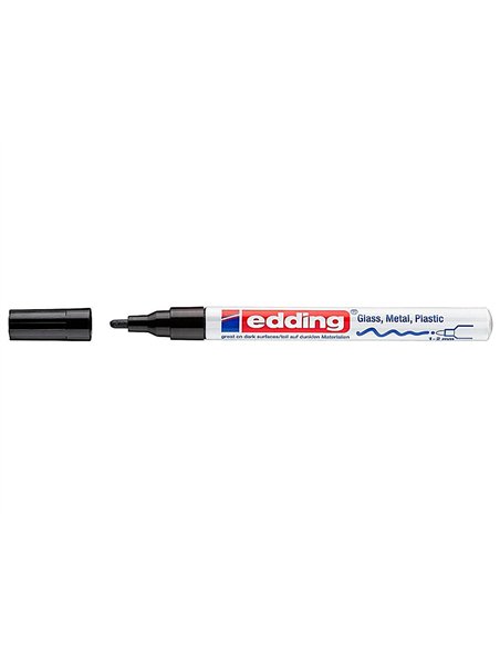 Marqueur edding permanent peinture e751 pointe fine 1/2mm encre laquée opaque tous supports résistant chaleur noir.