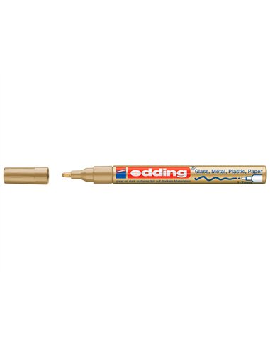 Marqueur edding permanent peinture e751 pointe fine 1/2mm encre laquée opaque tous supports résistant chaleur or.