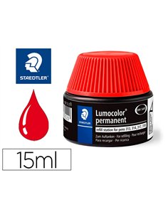 Recharge feutre permanent staedtler lumocolor 487 17 pour feutres 313/314/317/318 flacon 15ml coloris rouge.