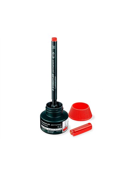 Recharge feutre permanent staedtler lumocolor 487 17 pour feutres 313/314/317/318 flacon 15ml coloris rouge.