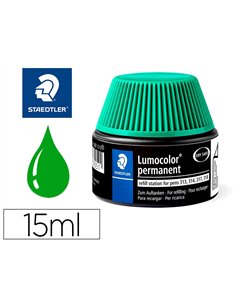 Recharge feutre permanent staedtler lumocolor 487 17 pour feutres 313/314/317/318 flacon 15ml coloris vert.