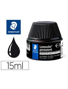 Recharge feutre permanent staedtler lumocolor 487 17 pour feutres 313/314/317/318 flacon 15ml coloris noir.