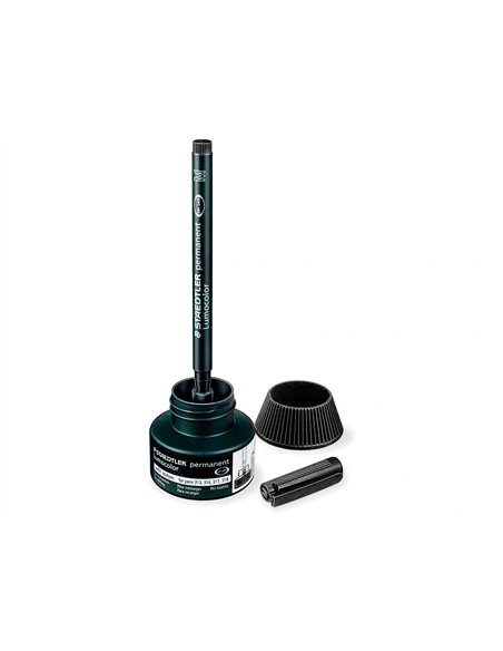 Recharge feutre permanent staedtler lumocolor 487 17 pour feutres 313/314/317/318 flacon 15ml coloris noir.