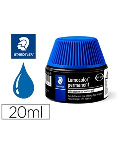 Recharge marqueur permanent staedtler lumocolor 488 48 pour marqueurs compacts 348 flacon 20ml coloris bleu.