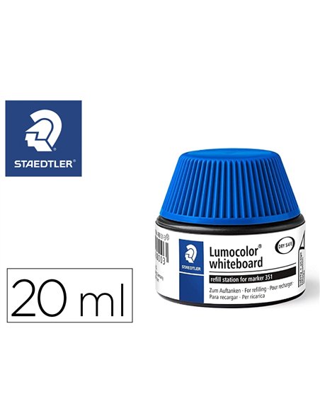 Flacon recharge staedtler lumocolor 351 de 20ml coloris bleu.