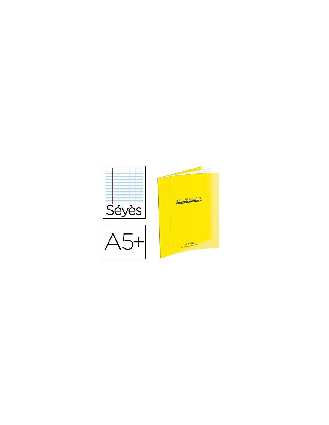 Cahier polypropylène 90g 96 pages seyes 17x22 cm - jaune