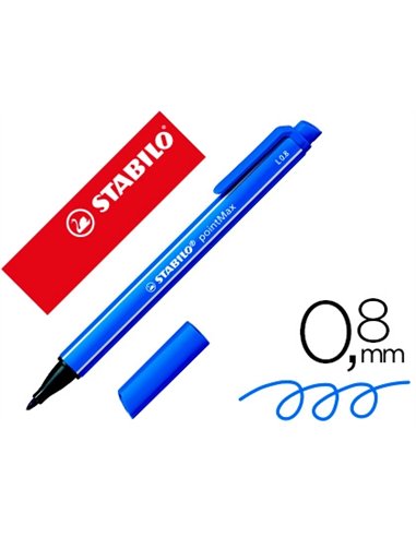 Stylo-feutre stabilo pointmax pointe moyenne nylon tracé 0.8mm ultra robuste coloris bleu.