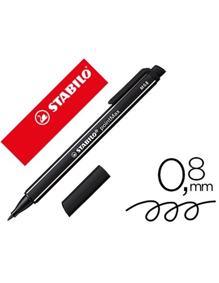 Stylo-feutre stabilo pointmax pointe moyenne nylon tracé 0.8mm ultra robuste coloris noir.