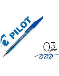 Stylo-bille pilot bp-s écriture fine 0.3mm encre douce pointe indéformable rechargeable corps translucide coloris bleu.