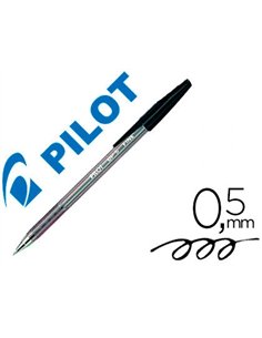 Stylo-bille pilot bp-s écriture moyenne 0.5mm encre douce pointe indéformable rechargeable corps translucide noir.
