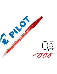 Stylo-bille pilot bp-s écriture moyenne 0.5mm encre douce pointe indéformable rechargeable corps translucide rouge.