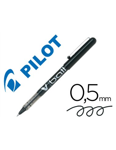 Roller pilot vball 5 écriture fine 0.3mm encre liquide niveau visible régulateur débit clip métal coloris noir.