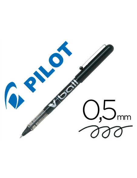 Roller pilot vball 5 écriture fine 0.3mm encre liquide niveau visible régulateur débit clip métal coloris noir.