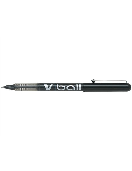 Roller pilot vball 5 écriture fine 0.3mm encre liquide niveau visible régulateur débit clip métal coloris noir.