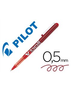 Roller pilot vball 5 écriture fine 0.3mm encre liquide niveau visible régulateur débit clip métal coloris rouge.