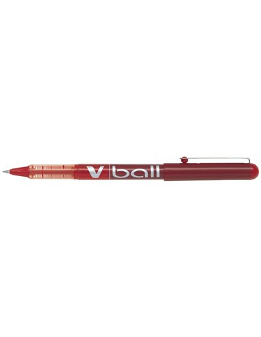 Roller pilot vball 5 écriture fine 0.3mm encre liquide niveau visible régulateur débit clip métal coloris rouge.