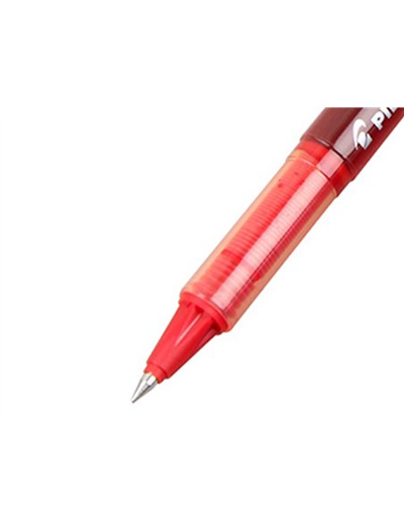 Roller pilot vball 5 écriture fine 0.3mm encre liquide niveau visible régulateur débit clip métal coloris rouge.