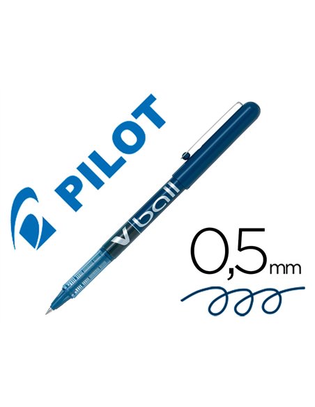 Roller pilot vball 5 écriture fine 0.3mm encre liquide niveau visible régulateur débit clip métal coloris bleu.