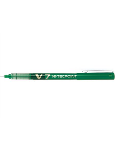 Stylo pilot v7 écriture moyenne 0.7mm clip métal encre liquide niveau visible pointe indéformable trait 0.5 mm col vert.