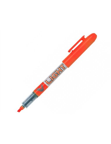 Surligneur pilot v light tracé 1/3mm encre liquide pigmentée fluide niveau d'encre visible coloris orange.
