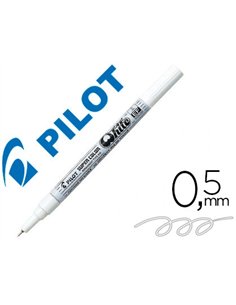 Marqueur pilot feutre permanent encre métallique pointe non biseautée extra fine polyacétate 0.5mm blanc.