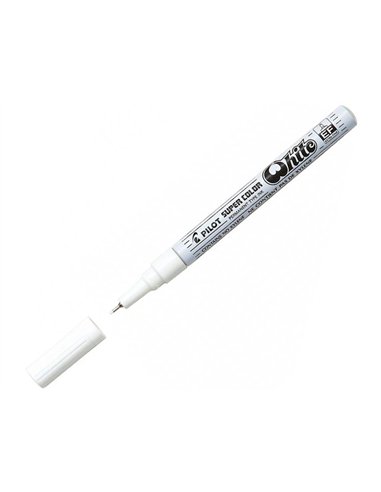 Marqueur pilot feutre permanent encre métallique pointe non biseautée extra fine polyacétate 0.5mm blanc.