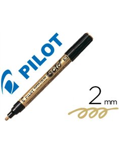Marqueur pilot feutre permanent encre métallique pointe conique medium non biseautée polyacétate 4.5mm or.