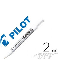 Marqueur pilot feutre permanent encre métallique pointe non bisautée medium polyacétate 4.5mm blanc.