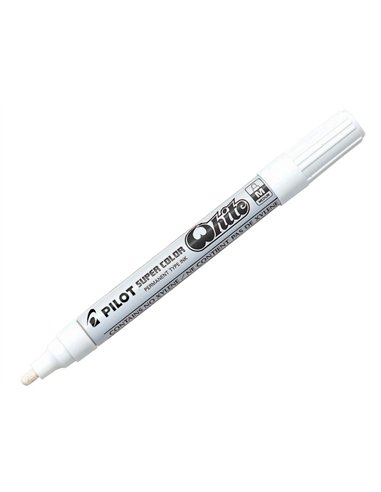 Marqueur pilot feutre permanent encre métallique pointe non bisautée medium polyacétate 4.5mm blanc.
