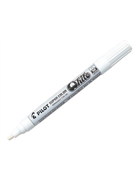 Marqueur pilot feutre permanent encre métallique pointe non bisautée medium polyacétate 4.5mm blanc.