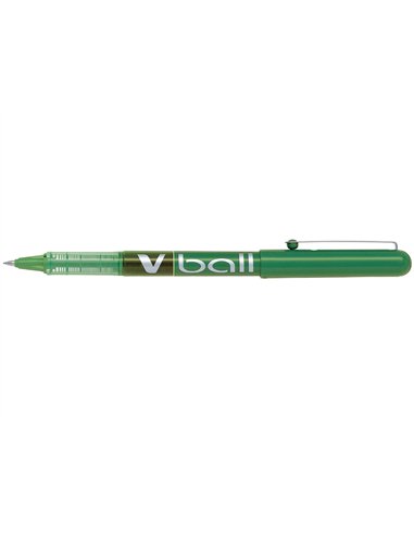 Roller pilot vball 5 écriture fine 0.3mm encre liquide niveau visible régulateur débit clip métal coloris vert.