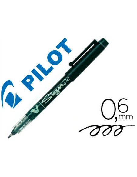 Stylo-feutre pilot v sign pen écriture moyenne 0.6mm pointe fibre polyester encre intense liquide niveau visible noir.