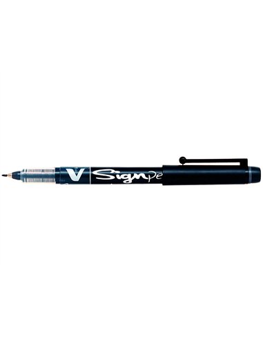 Stylo-feutre pilot v sign pen écriture moyenne 0.6mm pointe fibre polyester encre intense liquide niveau visible noir.