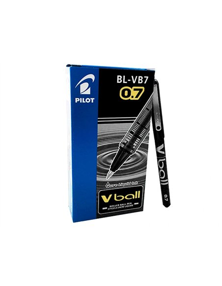 Roller pilot vball 7 écriture moyenne 0.5mm encre liquide niveau visible régulateur débit clip métal coloris noir.